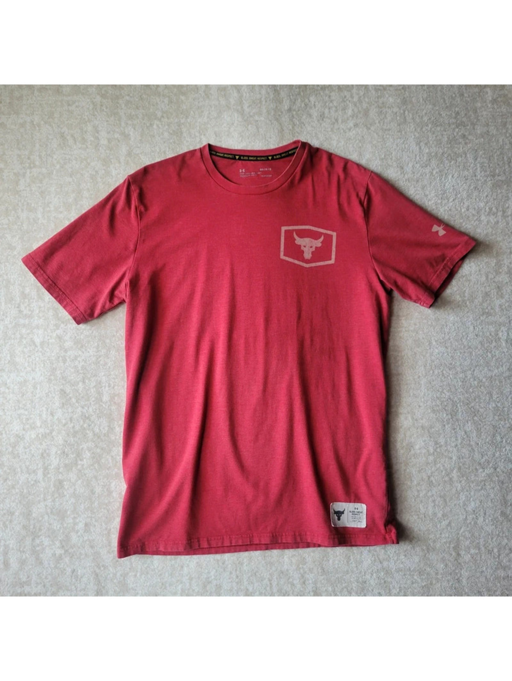 No Bull Under Armour Tshirt Medium Mens Red Iron Paradise HeatGear Loose Fit